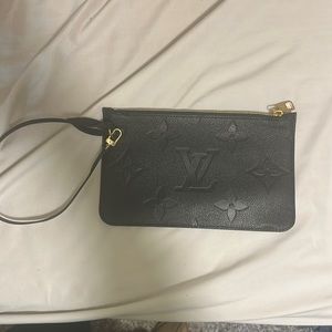 Louis Vuitton Black Monogram Empreinte Neverfull Pouch